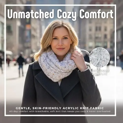 Funky Junque Infinity Scarf for Women – Oversized Chunky Winter Scarf, Colorful Fall Scarves, Soft Sweater Wrap Cozy Style - 3