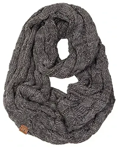 Funky Junque Cozy Ribbed Cable Knit Infinity Scarf Wrap - Mother's Day Gift - for Women - 1