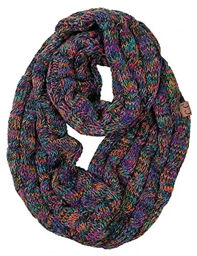Funky Junque Cozy Ribbed Cable Knit Infinity Scarf Wrap - Mother's Day Gift - for Women 