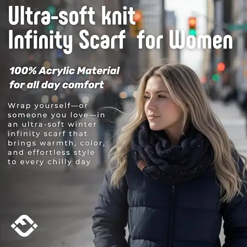 Funky Junque Infinity Scarf for Women – Oversized Chunky Winter Scarf, Colorful Fall Scarves, Soft Sweater Wrap Cozy Style - 2