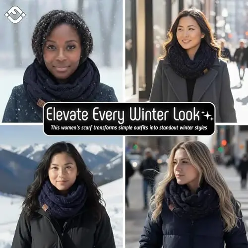 Funky Junque Infinity Scarf for Women – Oversized Chunky Winter Scarf, Colorful Fall Scarves, Soft Sweater Wrap Cozy Style - 5