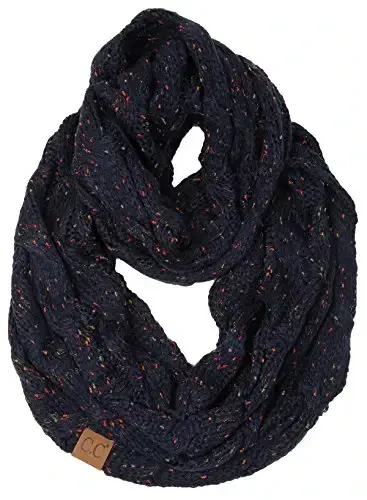 Funky Junque Cozy Ribbed Cable Knit Infinity Scarf Wrap - Mother's Day Gift - for Women 