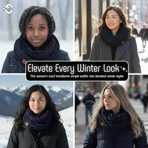 Funky Junque Cozy Ribbed Cable Knit Infinity Scarf Wrap - Mother's Day Gift - for Women - 5