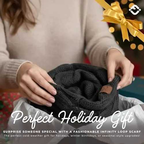 Funky Junque Infinity Scarf for Women – Oversized Chunky Winter Scarf, Colorful Fall Scarves, Soft Sweater Wrap Cozy Style - 6