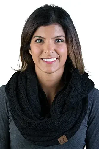 Funky Junque Cozy Ribbed Cable Knit Infinity Scarf Wrap - Mother's Day Gift - for Women 