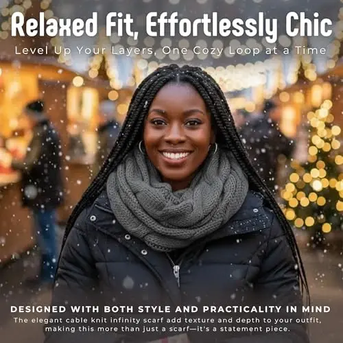 Funky Junque Infinity Scarf for Women – Oversized Chunky Winter Scarf, Colorful Fall Scarves, Soft Sweater Wrap Cozy Style - 3