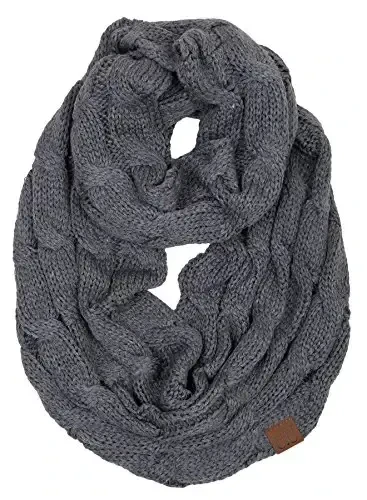 Funky Junque Cozy Ribbed Cable Knit Infinity Scarf Wrap - Mother's Day Gift - for Women - 1