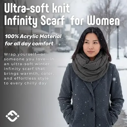 Funky Junque Cozy Ribbed Cable Knit Infinity Scarf Wrap - Mother's Day Gift - for Women - FUNKY (1)