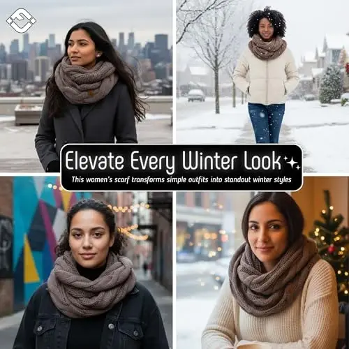 Funky Junque Infinity Scarf for Women – Oversized Chunky Winter Scarf, Colorful Fall Scarves, Soft Sweater Wrap Cozy Style - 5