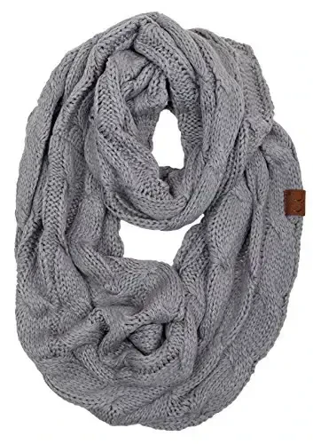 Funky Junque Cozy Ribbed Cable Knit Infinity Scarf Wrap - Mother's Day Gift - for Women - FUNKY