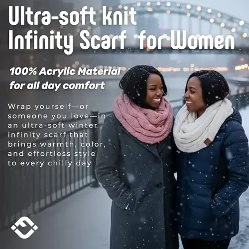 Funky Junque Cozy Ribbed Cable Knit Infinity Scarf Wrap - Mother's Day Gift - for Women - 3