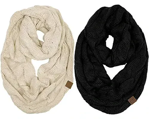 Funky Junque Infinity Scarf Ayollar Qishki Kabel Trikotaj Doira O'rami - Onalar kuni uchun sovg'a 