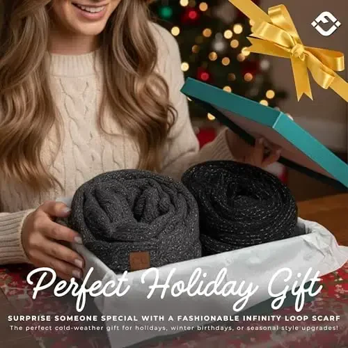 Funky Junque Infinity Scarf for Women – Oversized Chunky Winter Scarf, Colorful Fall Scarves, Soft Sweater Wrap Cozy Style - 3