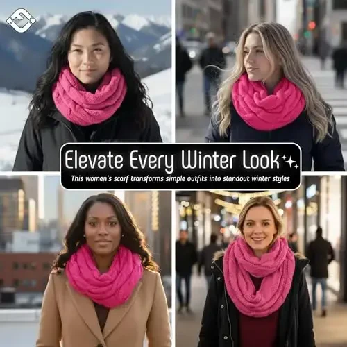Funky Junque Infinity Scarf for Women – Oversized Chunky Winter Scarf, Colorful Fall Scarves, Soft Sweater Wrap Cozy Style - 5