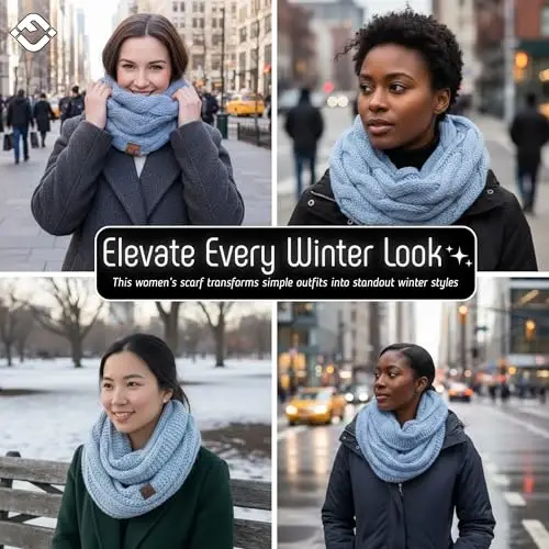 Funky Junque Infinity Scarf for Women – Oversized Chunky Winter Scarf, Colorful Fall Scarves, Soft Sweater Wrap Cozy Style - 5