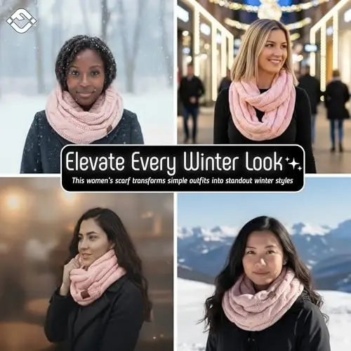 Funky Junque Infinity Scarf for Women – Oversized Chunky Winter Scarf, Colorful Fall Scarves, Soft Sweater Wrap Cozy Style - 5