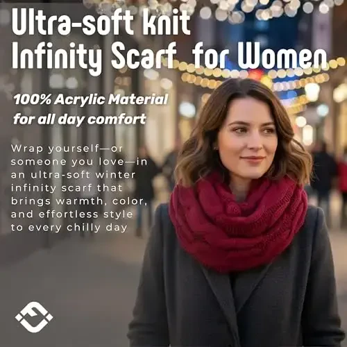 Funky Junque Infinity Scarf for Women – Oversized Chunky Winter Scarf, Colorful Fall Scarves, Soft Sweater Wrap Cozy Style - 2
