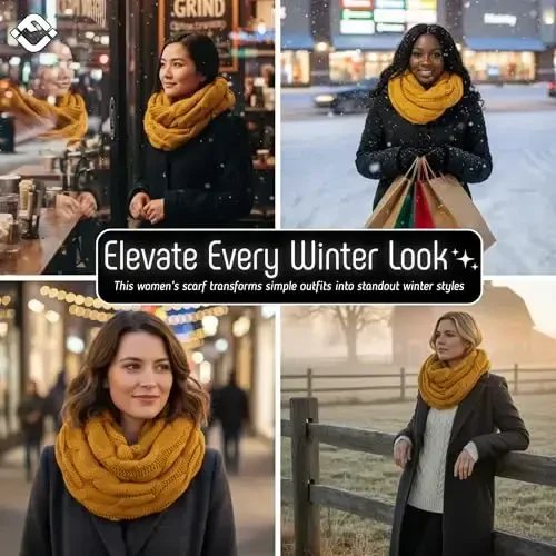 Funky Junque Infinity Scarf for Women – Oversized Chunky Winter Scarf, Colorful Fall Scarves, Soft Sweater Wrap Cozy Style - 5