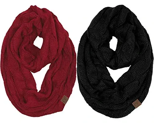 Funky Junque Infinity Scarf Women Winter Cable Knit Circle Wrap - Mother's Day Gift 