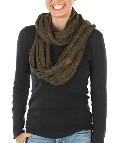 Funky Junque Infinity Scarf Women Winter Cable Knit Circle Wrap - Mother's Day Gift 