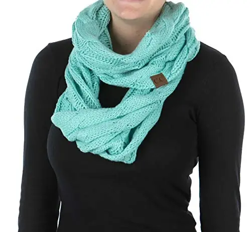 Funky Junque Infinity Scarf Women Winter Cable Knit Circle Wrap - Mother's Day Gift 