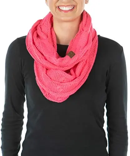 Funky Junque Infinity Scarf Women Winter Cable Knit Circle Wrap - Mother's Day Gift 