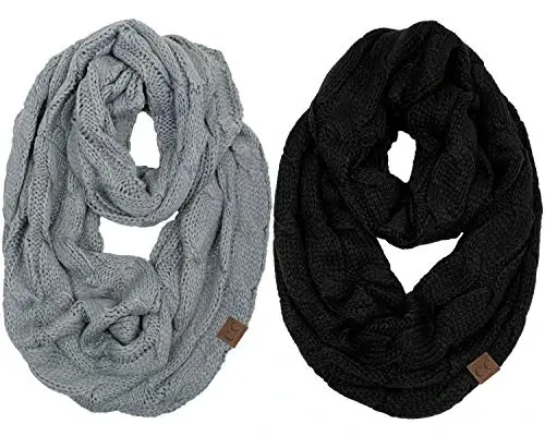 Funky Junque Infinity Scarf Women Winter Cable Knit Circle Wrap - Mother's Day Gift 