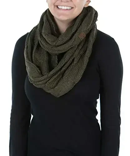 Funky Junque Infinity Scarf Women Winter Cable Knit Circle Wrap - Mother's Day Gift - 1