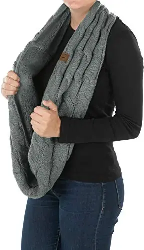 Funky Junque Infinity Scarf Women Winter Cable Knit Circle Wrap - Mother's Day Gift 