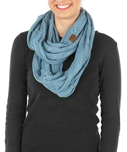 Funky Junque Infinity Scarf Women Winter Cable Knit Circle Wrap - Mother's Day Gift 