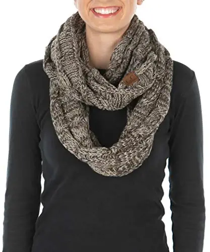 Funky Junque Infinity Scarf Women Winter Cable Knit Circle Wrap - Mother's Day Gift - 1
