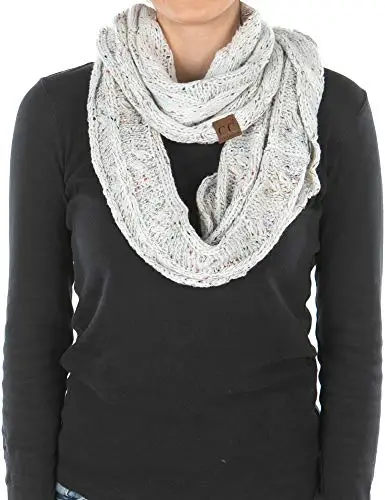 Funky Junque Infinity Scarf Women Winter Cable Knit Circle Wrap - Mother's Day Gift 