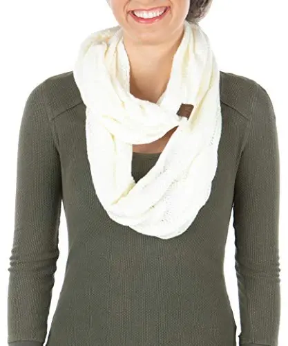 Funky Junque Infinity Scarf Women Winter Cable Knit Circle Wrap - Mother's Day Gift 