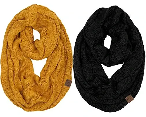 Funky Junque Infinity Scarf Women Winter Cable Knit Circle Wrap - Mother's Day Gift 