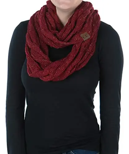 Funky Junque Infinity Scarf Women Winter Cable Knit Circle Wrap - Mother's Day Gift 