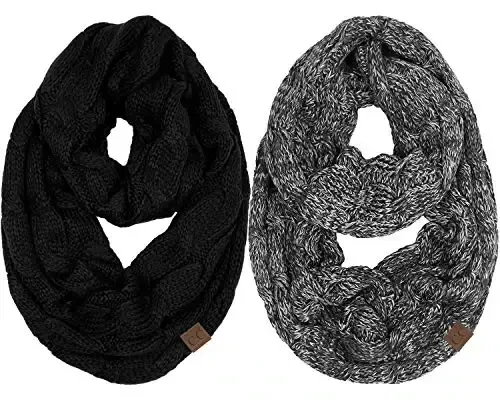 Funky Junque Infinity Scarf Women Winter Cable Knit Circle Wrap - Mother's Day Gift 