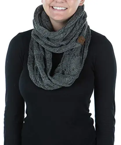 Funky Junque Infinity Scarf Women Winter Cable Knit Circle Wrap - Mother's Day Gift 