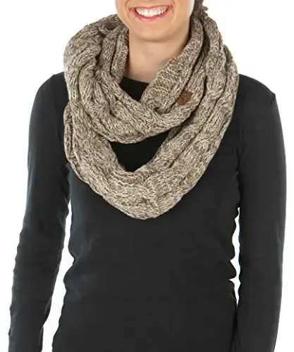 Funky Junque Infinity Scarf Women Winter Cable Knit Circle Wrap - Mother's Day Gift 