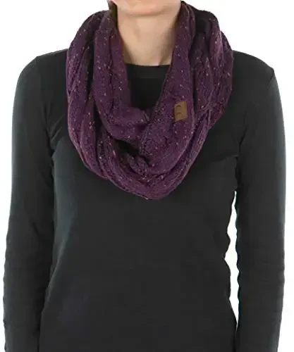 Funky Junque Infinity Scarf Women Winter Cable Knit Circle Wrap - Mother's Day Gift - 1