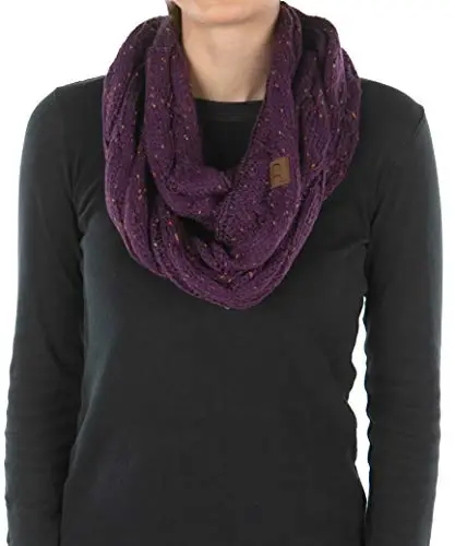 Funky Junque Infinity Scarf Women Winter Cable Knit Circle Wrap - Mother's Day Gift 