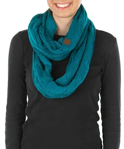 Funky Junque Infinity Scarf Women Winter Cable Knit Circle Wrap - Mother's Day Gift - 1