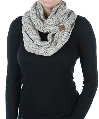 Funky Junque Infinity Scarf Women Winter Cable Knit Circle Wrap - Mother's Day Gift - 1