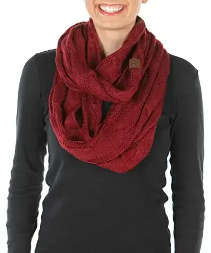 Funky Junque Infinity Scarf Women Winter Cable Knit Circle Wrap - Mother's Day Gift - 1
