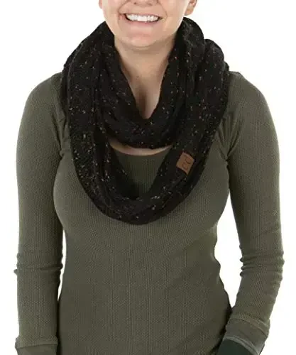 Funky Junque Infinity Scarf Women Winter Cable Knit Circle Wrap - Mother's Day Gift - FUNKY