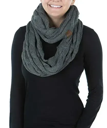 Funky Junque Infinity Scarf Women Winter Cable Knit Circle Wrap - Mother's Day Gift - 1