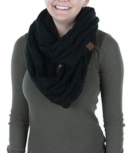 Funky Junque Infinity Scarf Women Winter Cable Knit Circle Wrap - Mother's Day Gift 