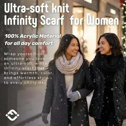 Funky Junque Cozy Ribbed Cable Knit Infinity Scarf Wrap - Mother's Day Gift - for Women - FUNKY (1)