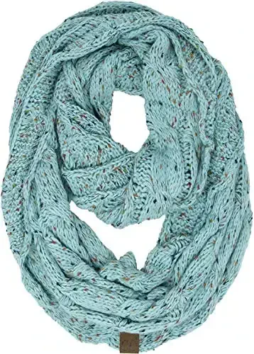 Funky Junque Cozy Ribbed Cable Knit Infinity Scarf Wrap - Mother's Day Gift - for Women - 1