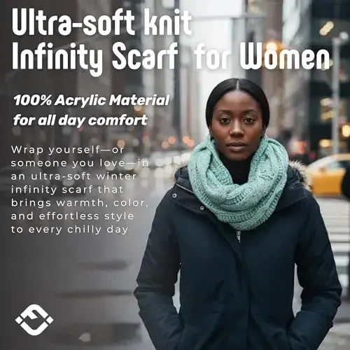 Funky Junque Cozy Ribbed Cable Knit Infinity Scarf Wrap - Mother's Day Gift - for Women - 2