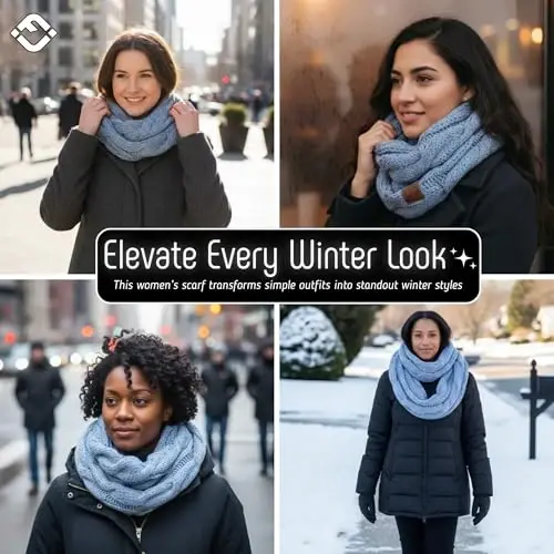 Funky Junque Infinity Scarf for Women – Oversized Chunky Winter Scarf, Colorful Fall Scarves, Soft Sweater Wrap Cozy Style - 5